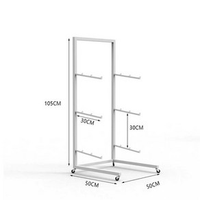 스노우보드 진열대 선반 렌탈샵 보관대 거치대 서핑보드 스키보관대, 흰색 3단 바퀴 (50x50x105cm), 1개