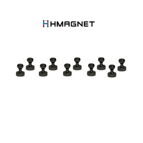 HMAGNET 초강력 네오디움 스탬프 고리 자석 D12, 10개, 건블랙