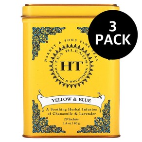 하니앤손스 HT 티 블렌드 옐로우 블루 카모마일 라벤더 Haney & Sons HT Tea Blend Yellow Blue Chamomile and Lavende Caffein, 2g, 1개입, 1개