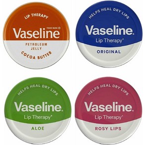 Vaseline 바세린 립 테라피 셀렉션 20g x 4종 (코코아 버터 알로에 로지 오리지널)