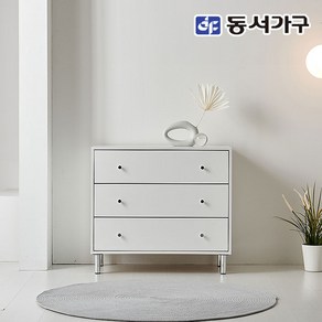 동서가구 네오 카르나 E 800 3단 높은 서랍장 NEO973, 화이트