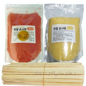 맛깔 천연색소사용 솜사탕재료 C형 (맛깔슈가2Kg 나무스틱200개)-오렌지 바나나, 1세트, 2kg