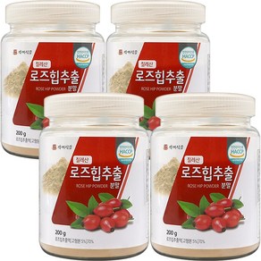 칠레산 로즈힙 추출 분말 식약처 HACCP 인증 장미 열매 오일 티 차 가루 200g + 사은품 증정, 4개