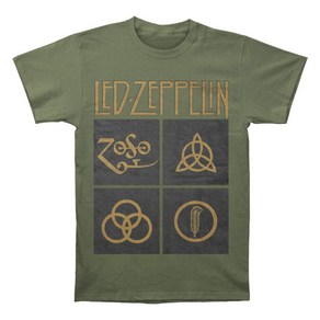 ROCKPANDA Led Zeppelin Gold Symbols Black Squaes 반팔티