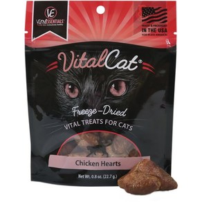 Vital Essentials 치킨 하트 동결 건조 고양이 간식 0.8온스 백