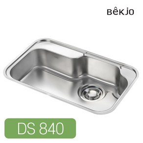 [풀세트 ] 백조 씽크볼 DS840 0.8T 사각 주방 대형 언더 싱크볼 (배수구+와이어바스켓+수세미망+반달커버)