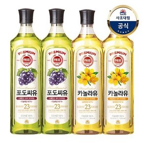 [사조대림] 해표 카놀라유 900ml x2병 + 포도씨유 900ml x2병 (총4병), 4개