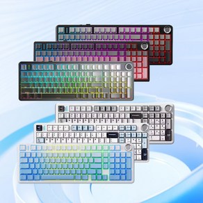 [CTK] AULA 독거미 F99 PRO 무선 기계식 키보드 노브포함 2U0배열 8000mAh용량, 화이트블루 성시축