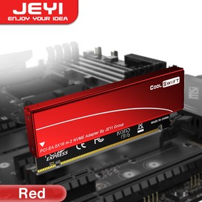 JEYI M.2 NVME SSD - PCIE 4.0 X16 어댑터 알루미늄 냉각 하우징이 장착된 PCIE x16 Gen4 확장 카드, Red, 1.Red