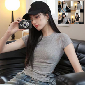 올딜 여성 슬림핏 티셔츠 반팔 글램핏 쫄티 흰티