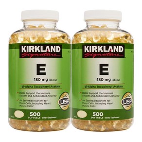 Kikland Signatue Vitamin E 400 IU 비타민E 500 소프트젤 2병, 500정, 2개