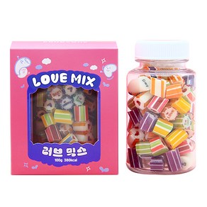 수제캔디 러브믹스 페트병+케이스 핸드메이드사탕 답례품 어린이집 간식 선물 캔디원, 100g, 1개