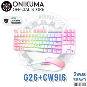 ONIKUMA G26 유선 실제 기계식 키보드 마우스 세트 89 키 블루 스위치 하이브리드 백라이트 USB 인터페이스 게임 사무실 전용, cw916