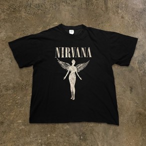 힝구 미국 NIRVANA 너바나 엔젤 빈티지 헤비 남성 힙합 반팔 티셔츠