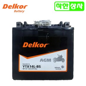 할리 데이비슨 아이언 포티에잇 스트리트750 델코 AGM 배터리 YTX14L-BS 12V12AH 무료충전, 1개, 델코 YTX14L 비충전