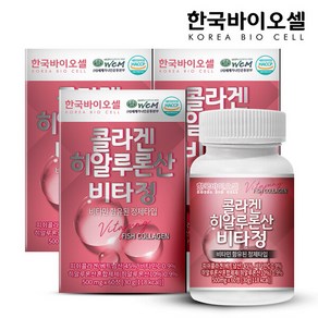 한국바이오셀 콜라겐 히알루론산 비타정 3통 180정 6개월분, 60정, 3개