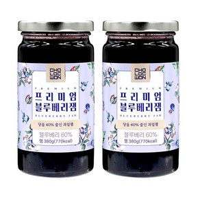 초록원 프리미엄블루베리잼380g x 2개 블루베리 함량 60%, 380mg, 1세트