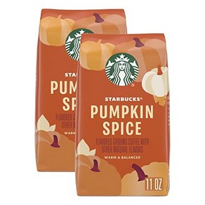 Stabucks Flavoed Gound Coffee Pumpkin Spice Fl 스타벅스 맛 분쇄 커피 호박 향신료 맛 커피 한정판 계절 분쇄 커피 따뜻하고 균형, 311g, 2개