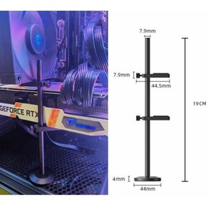 알루미늄 GPU 지지대 - 수평계 포함 - 듀얼 브래킷 자석형 수직 받침대 실버, 1개
