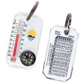 Sun Company Them-o-Compass  Multi-Functional Zip Sun Company 열-o-나침반  풍속 냉각 차트가 포함된 다기능 지퍼 풀 나침반, 1개, WHITE