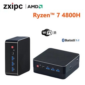 미니 PC 게임용 컴퓨터 AMD Ryzen7 4800H 4500U 7530U 포켓 듀얼 HDMI LAN WIFI6 BT5.2 NUC 사무실 책상 DD, 없음, 없음, 02 WiFi 6 NO RAM NO SSD, 1개