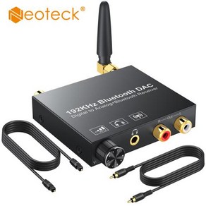 호환 변환기 조절 디지털 DAC 오디오 포함 블루투스 아날로그 어댑터 192kHz 볼륨 Neoteck, 없음, 1) Black, 1개