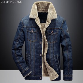 JUST FEEL!NG 뽀글이자켓 데님 자켓 남성 가을 겨울 기모 빅사이즈 작업복 상의 중년 보온 방한 코트 청 잠바