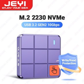 JEYI 2230 M.2 NVMe 하드 드라이브 인클로저 쓰기/읽기 보호 기능이 있는 USB3.2 GEN2 10Gbps UASP TRIM 지원 터치 컨트롤 포함, 1.I9-Squae 2230po