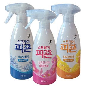 피죤 스프레이 섬유탈취제 본품 핑크로즈, 490ml, 3개