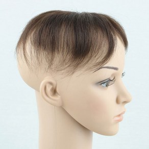여우가발 [W2008] 인모100% 불파트 짧은머리 가르마형 정수리 부분가발, 5X10/20cm(자연갈색), 1개