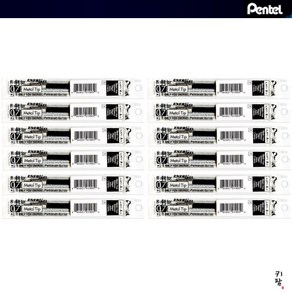 [펜텔] 에너겔 퍼머넌트 리필심 0.7mm LRP7, 블랙, 12개입