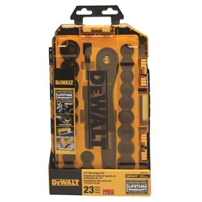 DEWALT 임팩트 소켓 세트 23종 12.7mm 드라이브 메트릭 SAE DWMT74739, 23피스 소켓 세트, 1개