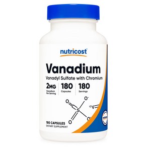 뉴트리코스트 바나듐 180캡슐 1병 1서빙 2mg 180회분 Vanadium Capsules [2 MG] [180 CAPS], 180정, 1개