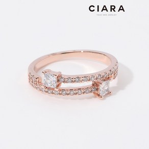 CIARA 14K Saviano 스퀘어스톤 샤이닝 투라인 반지(GoldPlated)