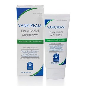 Vaniceam 민감한 피부를 위한 히알루론산 함유 페이셜 모이스처라이저 무향 88.7mL 3액량온스, 1개, 89ml