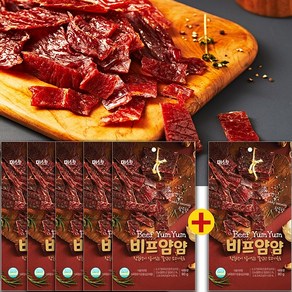 미소향 [총6봉]미소향 비프얌얌 80g 5봉(+추가1봉더 /소고기숯불맛육포 안주간식), 6개