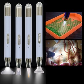 보석십자수펜 led 보석 십자수 도구 주사기 가게 usb 충전식 조명 5d 다이아몬드 페인팅 포인트 드릴 펜 세트 diy 야광 자수 다이아몬드 드로잉 드릴 펜, 빨간색, 1개