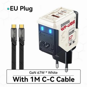 WEKOME 로봇 고속 충전기 GaN C 타입 빠른 충전 아이폰 삼성 샤오미 태블릿 맥북, 7.EU Plug add Cable