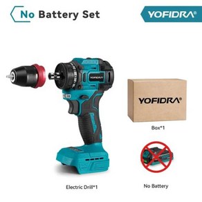 전동드릴 YOFIDRA 브러시리스 전기 스크루드라이버 무선 효율적인 임팩트 공구 Makita 18V 배터리용 10mm 24 3 토크, 1) No Battey No Plug, 1개