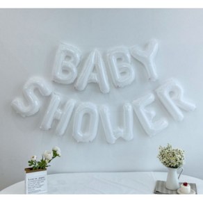 베이비샤워 풍선 화이트 BABY SHOWER, 1개, 베이비샤워(화이트)