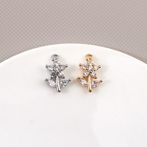 비즈아이 [7347-11]큐빅펜던트 큐빅꽃과잎 9x13mm 1개