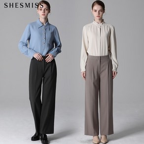 [쉬즈미스(SHESMISS)] 히든 버튼 원턱 와이드 팬츠 (택가격168000원)