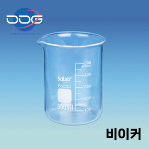 국산 국내산 다용도 눈금 유리 비커 비이커, 1개, 500ml