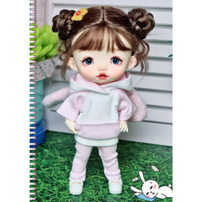 #포켓 16cm 옷( 토끼 후드 2종세트 )[마구샵]#구체관절인형#bjd#인형옷#유딩이#도리스돌#포켓돌, 1개