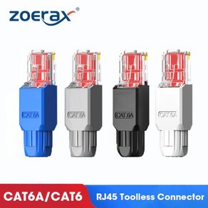 2개 RJ45 CAT6A CAT6 커넥터 ZoeRax 도구 이더넷 종단 플매트 카펫 러그 23AWG 26AWG 케이블 인터넷 툴리스, [01] 2개, [05] CAT6 - White