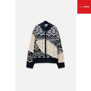 ZARA 자라 자카드 케이블 니트 가디건 5755/120 노르딕 카디건 집업