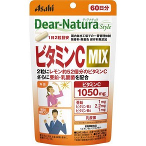 Asahi 아사히 그룹식품 Dea-Natua 디어내츄라 비타민C MIX [120정 60일분] 비타민C1050mg 비타민B2/B6 아연 유산균 지퍼백포장, 단일, 1개, 120정