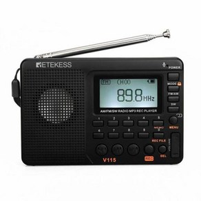 RETEKESS V115 라디오 FM AM SW 휴대용 라디오 AM FM 충전식 단파 라디오 배터리 전파 USB 레코더 스피커