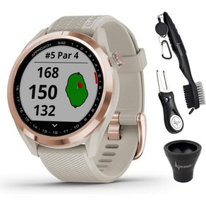 가민 어프로치 S12 프리미엄 GPS 골프워치 화이트와 웨어러블 4U 파워팩 번들, S42, Rose Gold + All-In-One Golf To, 1개