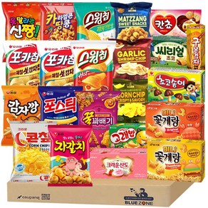 소소스낵 22종 (자갈 감깡 꿀꽈 포틱 포오 포어 스윙볶+스윙갈디+갈릭새우칩 콘칩 맛짱+칸초+씨리얼+콘칲+카땅+신짱)+초송+고래밥+구감+미니꽃게랑(오리지널+치즈버거)+산도딸기), 1세트, 과자 (22개)